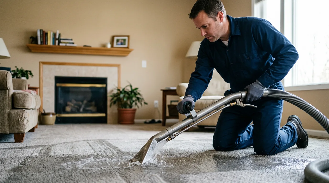 Water damage restoration technician working near Grand Island, NE